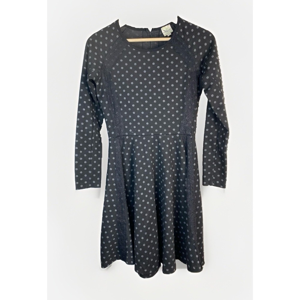 Weston Wear Women's S Black Gray Polka Dot Fit and Flare Knit Dress